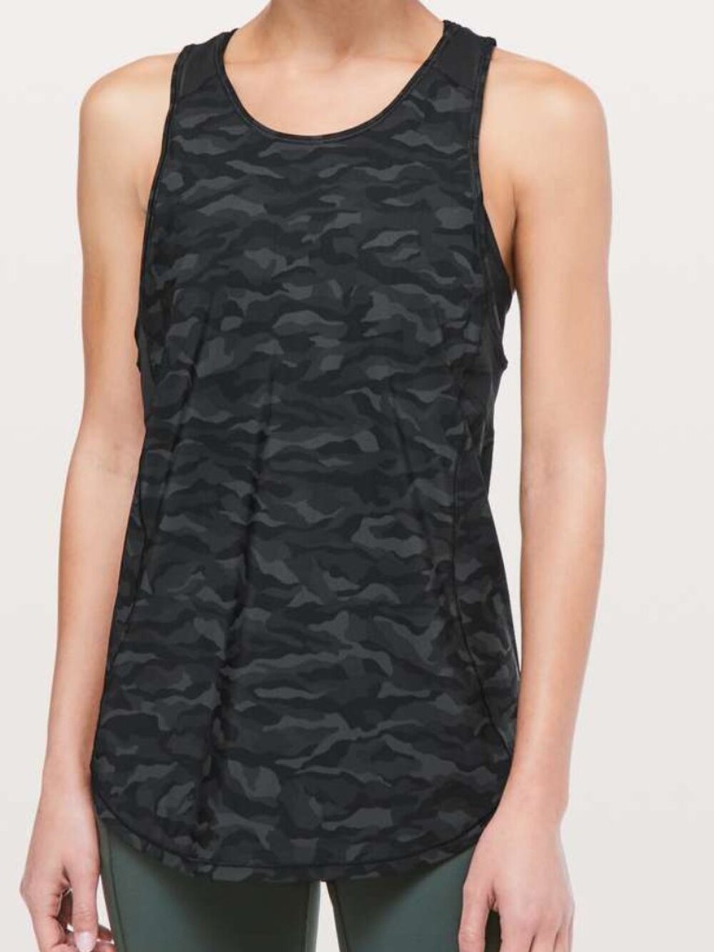 Lululemon Sculpt Tank II Top 4 Black Gray Sequoia Camo Mesh Breezy Streetwear